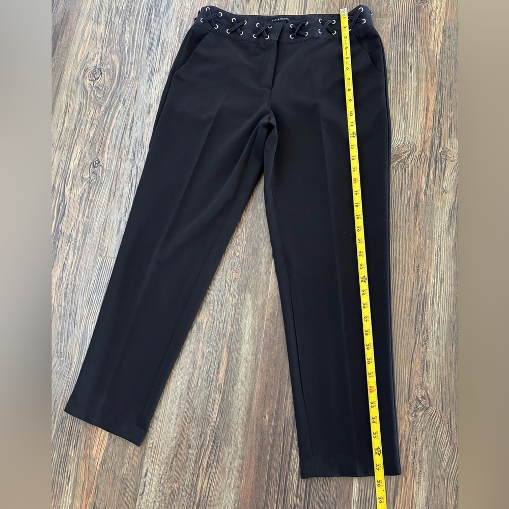 *FLAWS Zac & Rachel Lace-Up Waist Trouser Pants Womens 10 Black Whimsigoth Y2K - Picture 3 of 12